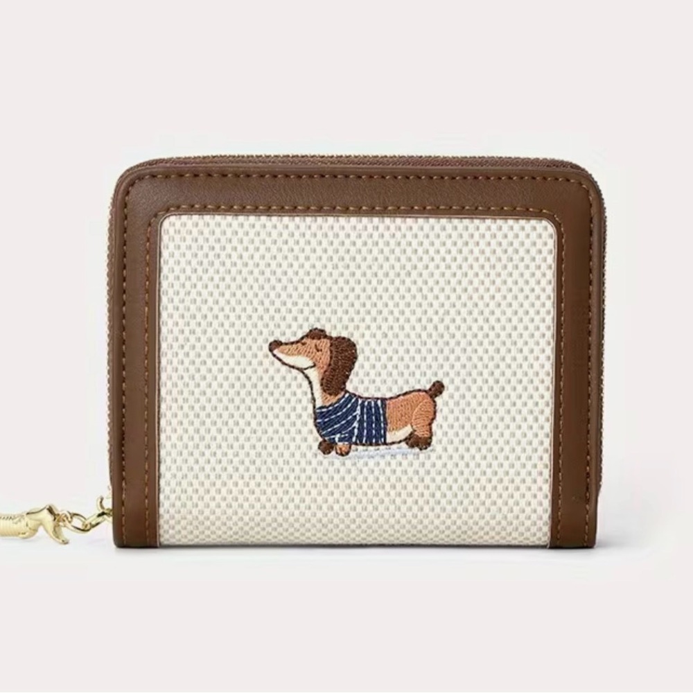 New Embroidered Dachshund Dog Leather Wallet